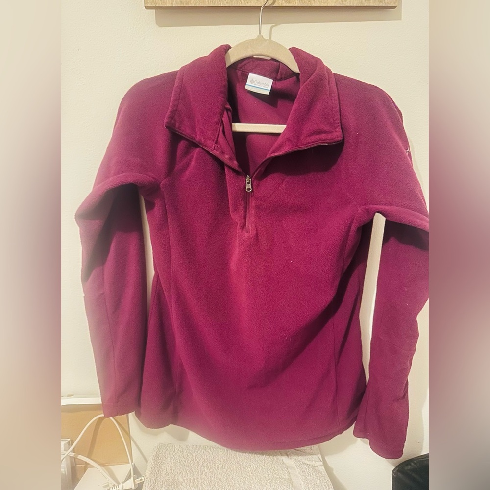 Columbia Maroon Quarter-Zip Fleece Top